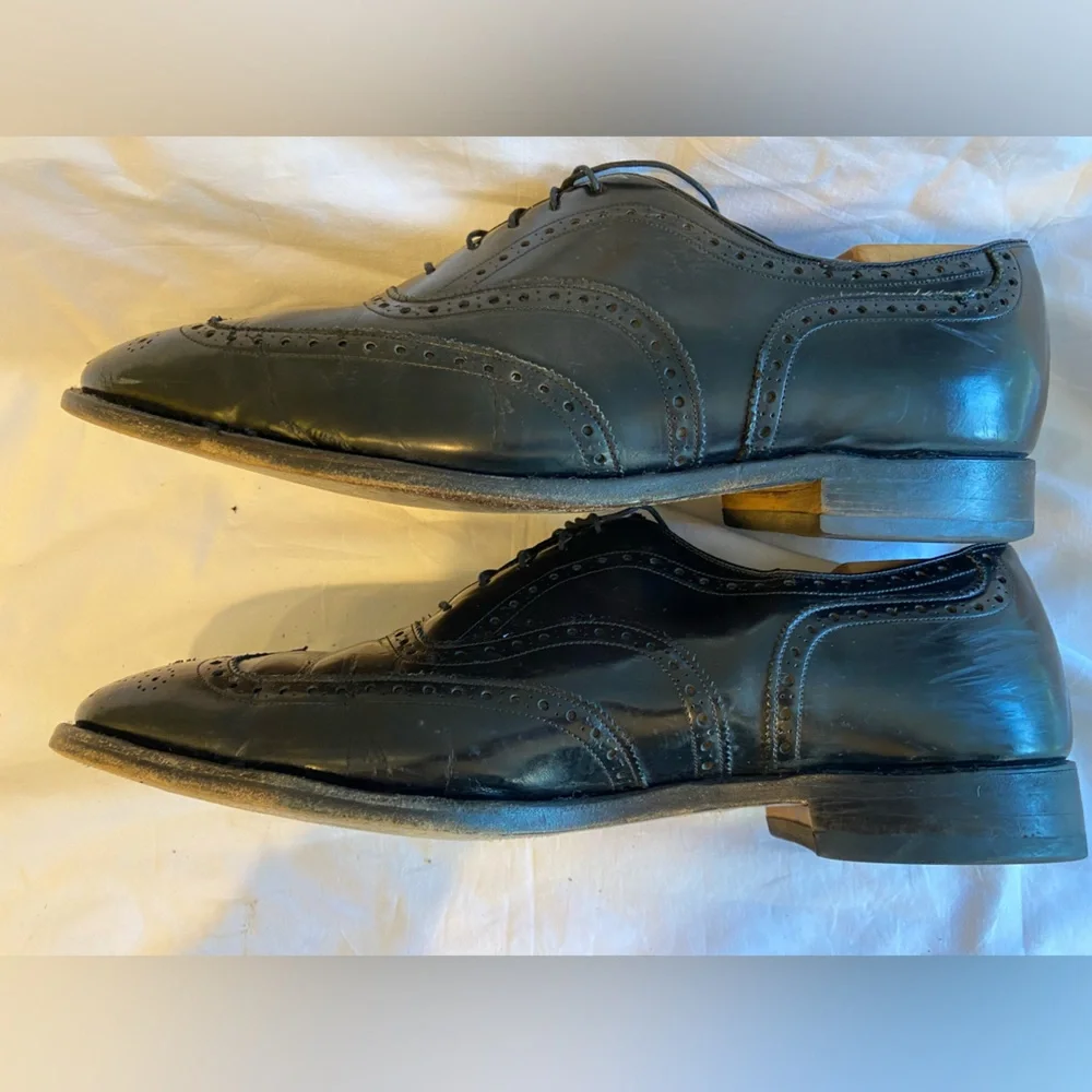 Johnson & Murphy Oxford Wing Tip Men’s Black Leather‎ Dress Shoes, Size 12EEE